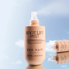 Hair root lift mist bottle, 250 ml, peach with white pump nozzle and front label