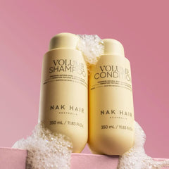 Two Volume Shampoo and Conditioner bottles, pale beige, 350 mL each, NAK Hair
