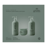 Angel Professional dual repair shampoo, conditioner and hair mask gift set box front