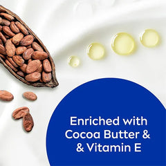 Cocoa butter and Vitamin E enriched body lotion ingredient graphic