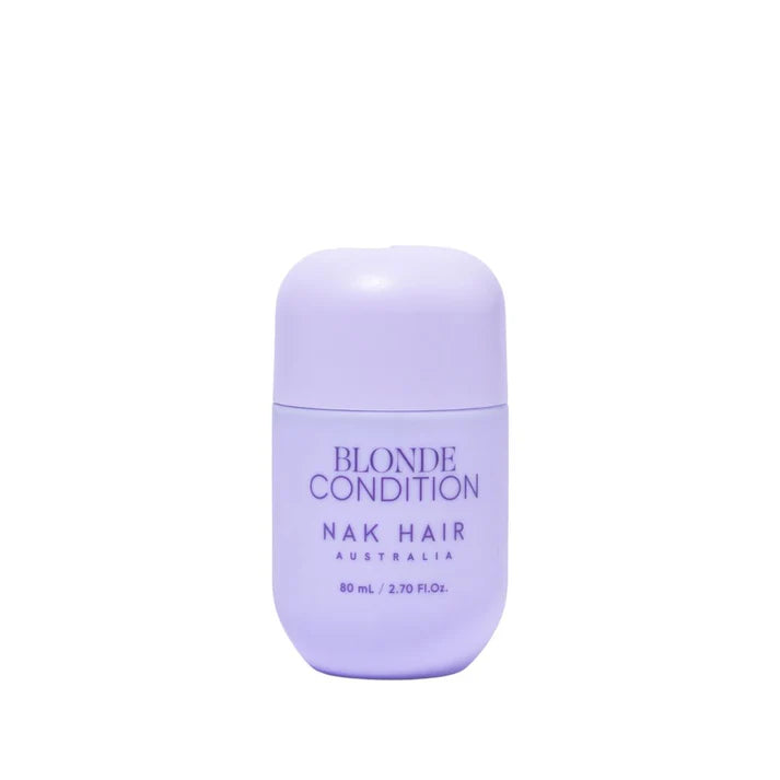 NAK Hair Blonde Conditioner travel-size bottle, 80 ml, lilac cap