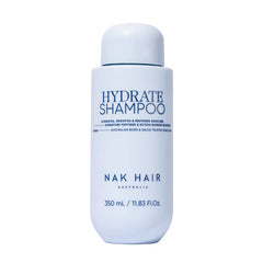 Hydrate shampoo bottle, 350 mL, light blue with blue cap