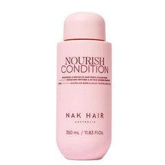 Pink Nourish conditioner bottle, 350 ml, with NAK Hair branding and red cap