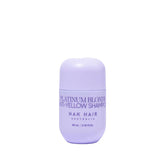 Platinum Blonde anti-yellow shampoo travel bottle with lavender cap, 80 ml label