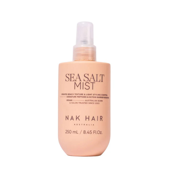 Sea salt mist spray bottle, pink-tan with pump top, 250 mL