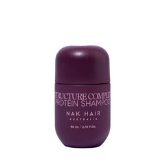 Purple NAK Hair protein shampoo travel bottle, 80 ml, front label visible