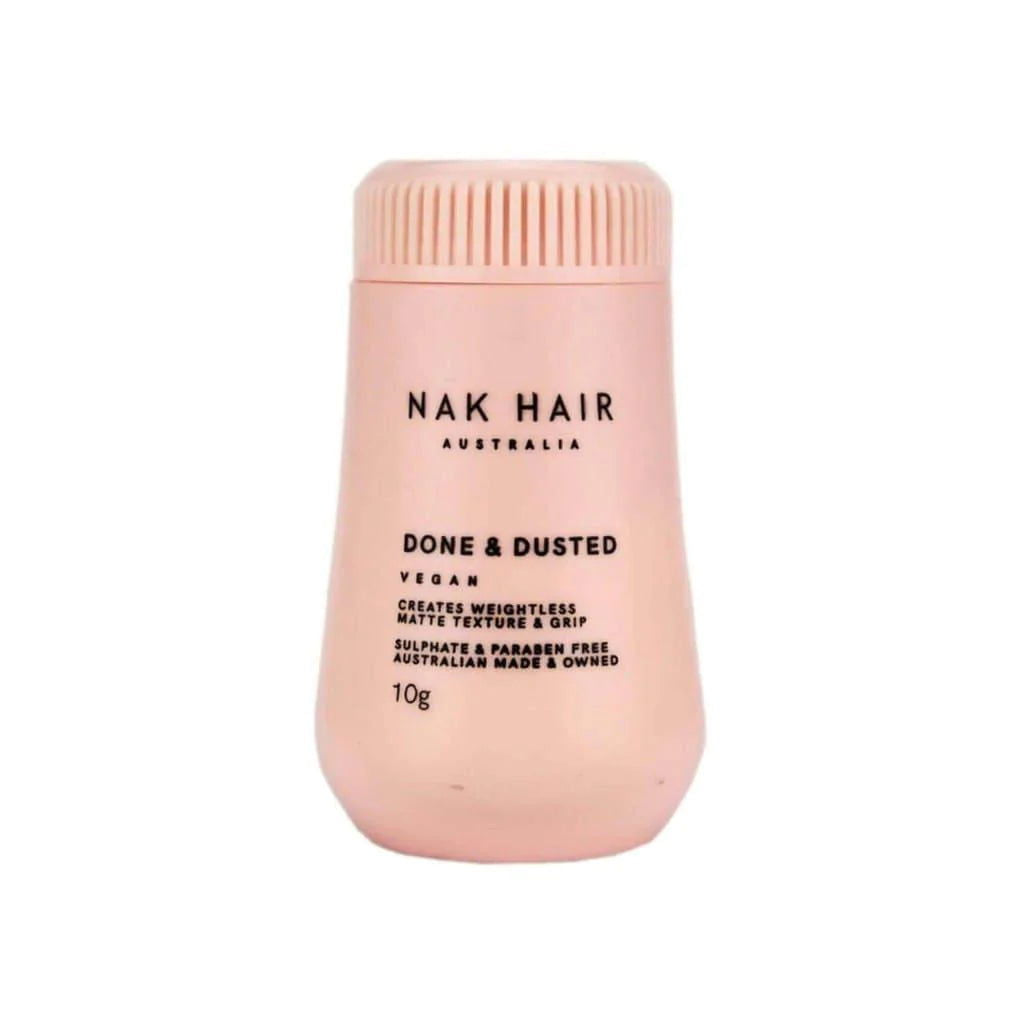 NAK Hair Done & Dusted 10g matte texture bottle, pink with ridged cap