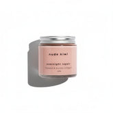 Nude Kiwi overnight repair jar with pink cream and silver screw lid
