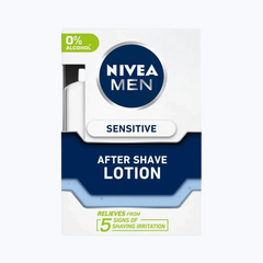 NIVEA MEN Sensitive after shave lotion box, 0% alcohol, 100 ml