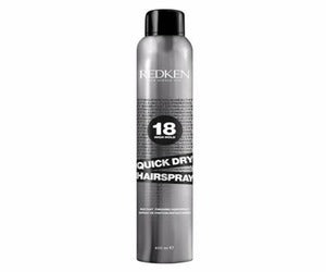 Redken Quick Dry hairspray bottle, 400ml, black cap and silver body