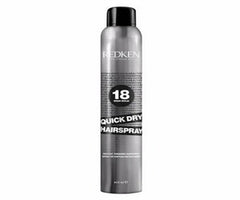 Redken Quick Dry hairspray bottle, 400ml, black cap and silver body