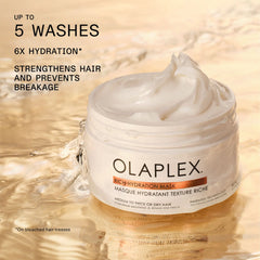 Olaplex Rich Hydration Mask jar with thick cream swirl on top