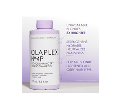 Olaplex No.4P blonde enhancer purple shampoo bottle with lavender cap