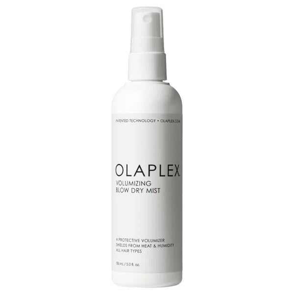 Olaplex volumizing blow dry mist bottle with pump sprayer, white and clear.