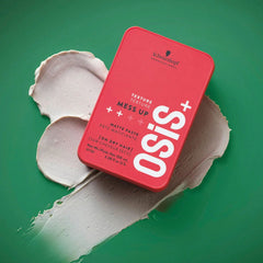 Schwarzkopf Osis+ Mess Up matte paste tin with white paste texture swirls