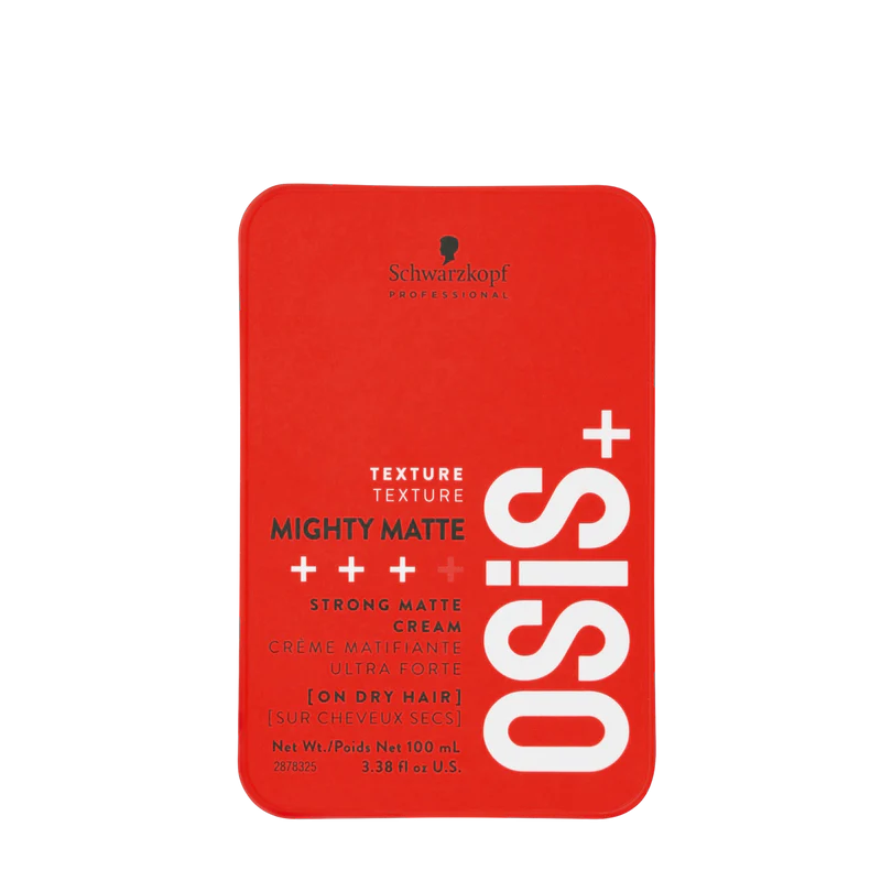 Red Schwarzkopf Osis+ Mighty Matte hair styling cream box, text and logo visible