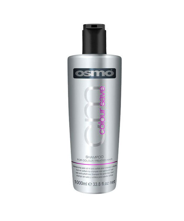 Osmo Colour Save shampoo bottle, silver with black cap, 1000 ml