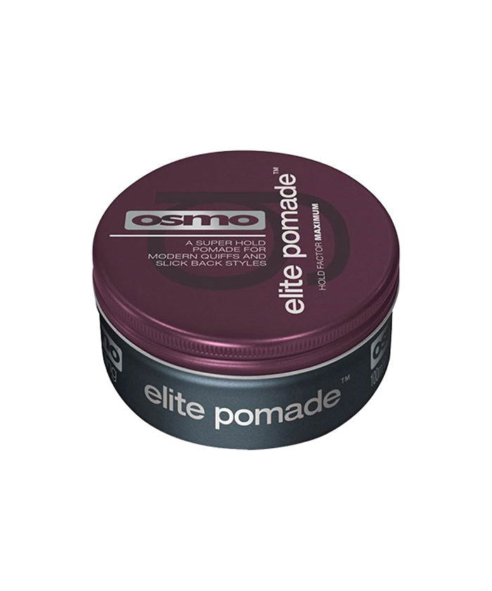 Osmo Elite pomade 100ml jar with purple lid and gray label, round container