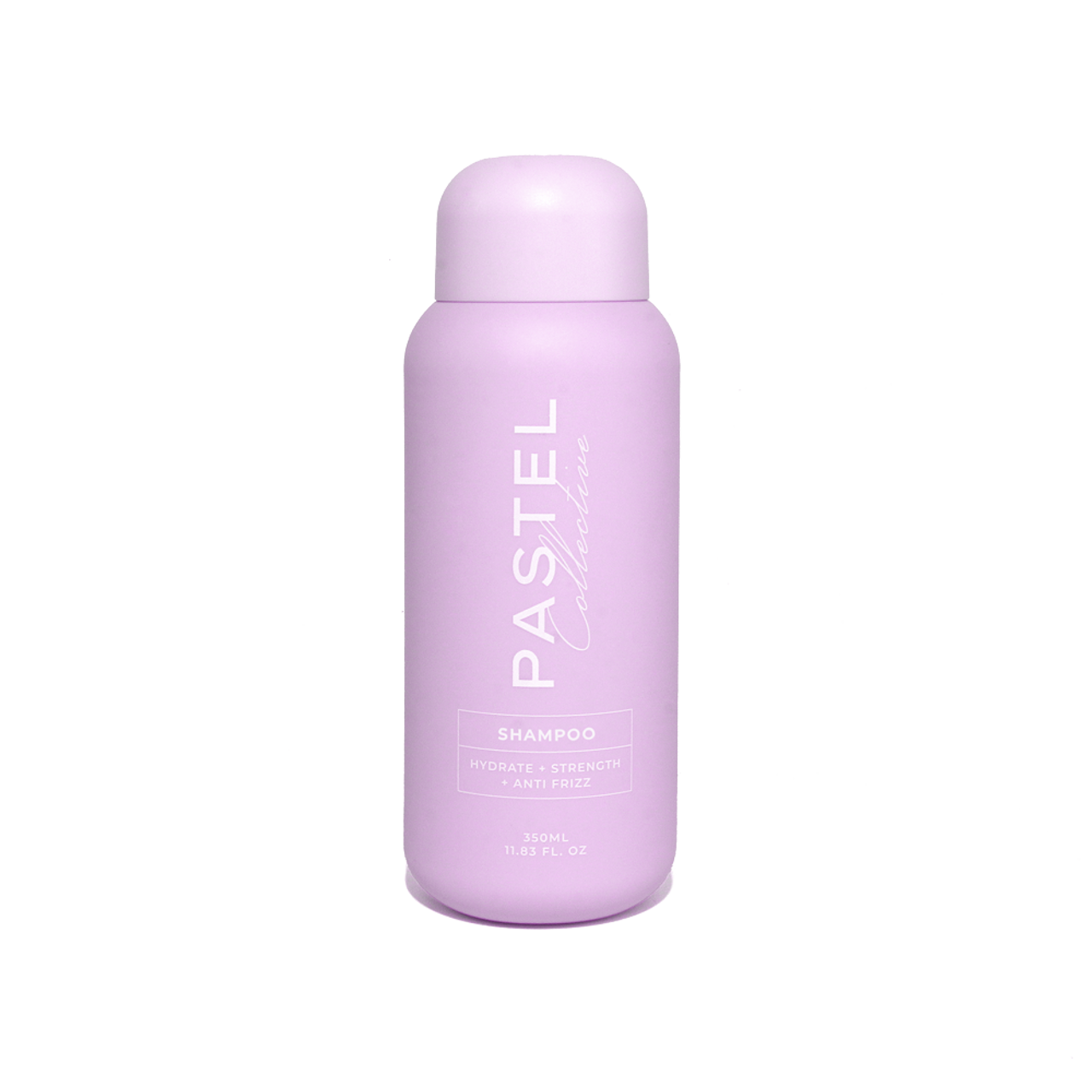 Pastel Collective anti-frizz shampoo bottle, purple plastic, 350 ml