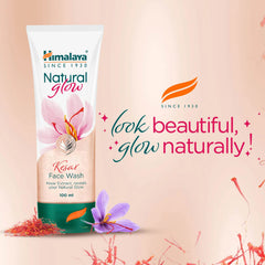 Himalaya Natural Glow Kesar face wash tube with floral graphic and orange leaf mark