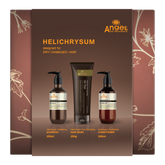 Hair care gift set box showing shampoo, hair mask, and conditioner bottles