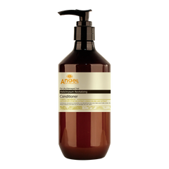 Angel Helichrysum revitalizing conditioner bottle with black pump, dark amber