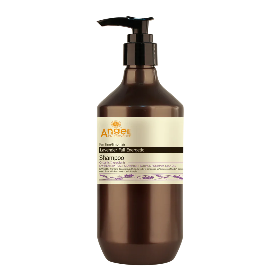 Angel Lavender Full Energetic Shampoo bottle with pump, amber plastic, 400 ml