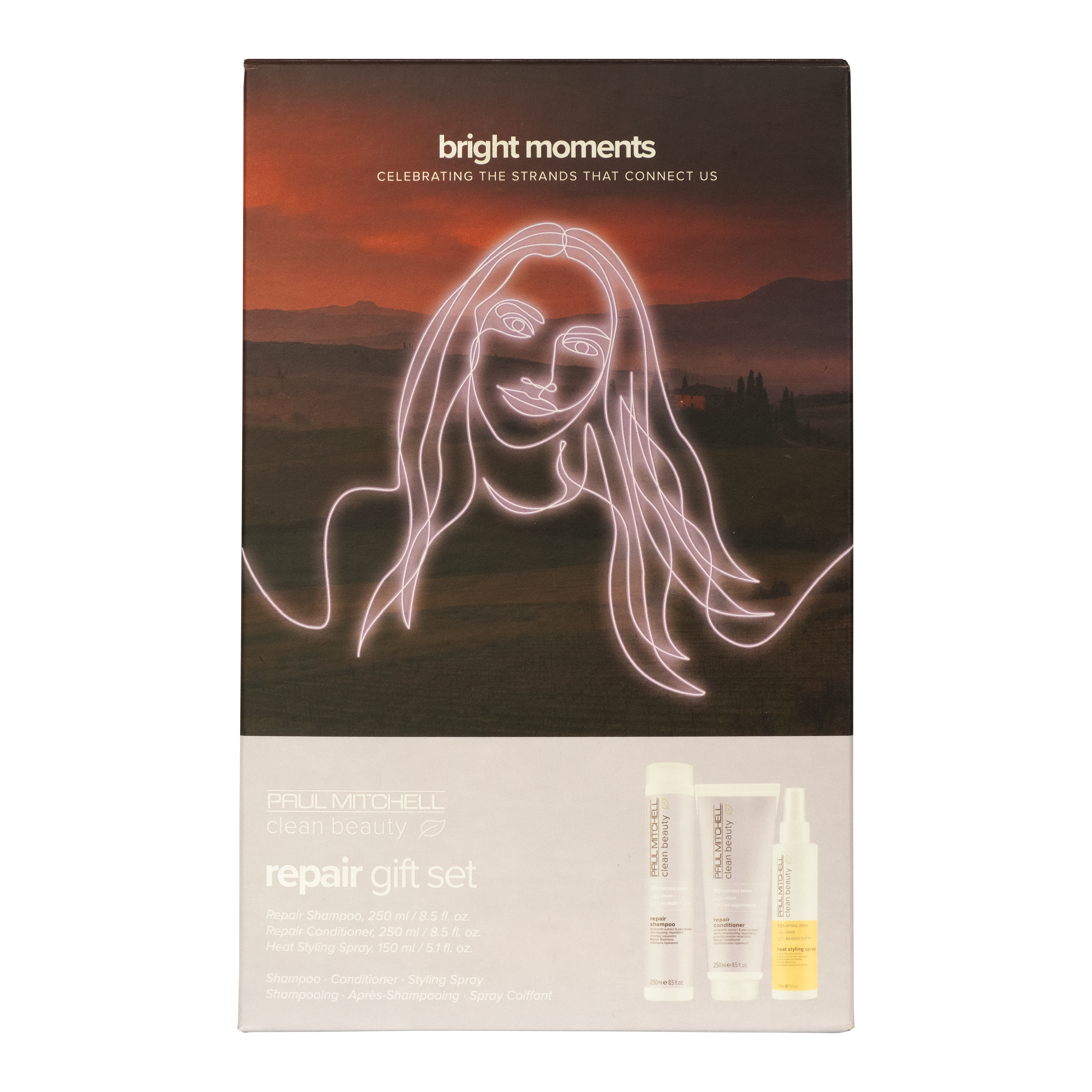 Paul Mitchell Clean Beauty hair repair gift set box with three hair care bottles