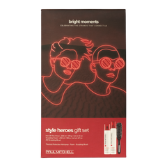 Paul Mitchell Style Heroes gift set box with neon faces and red accents