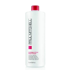 Paul Mitchell hair styling bottle, white with red cap, labeled Flexible Style Super Sculpt