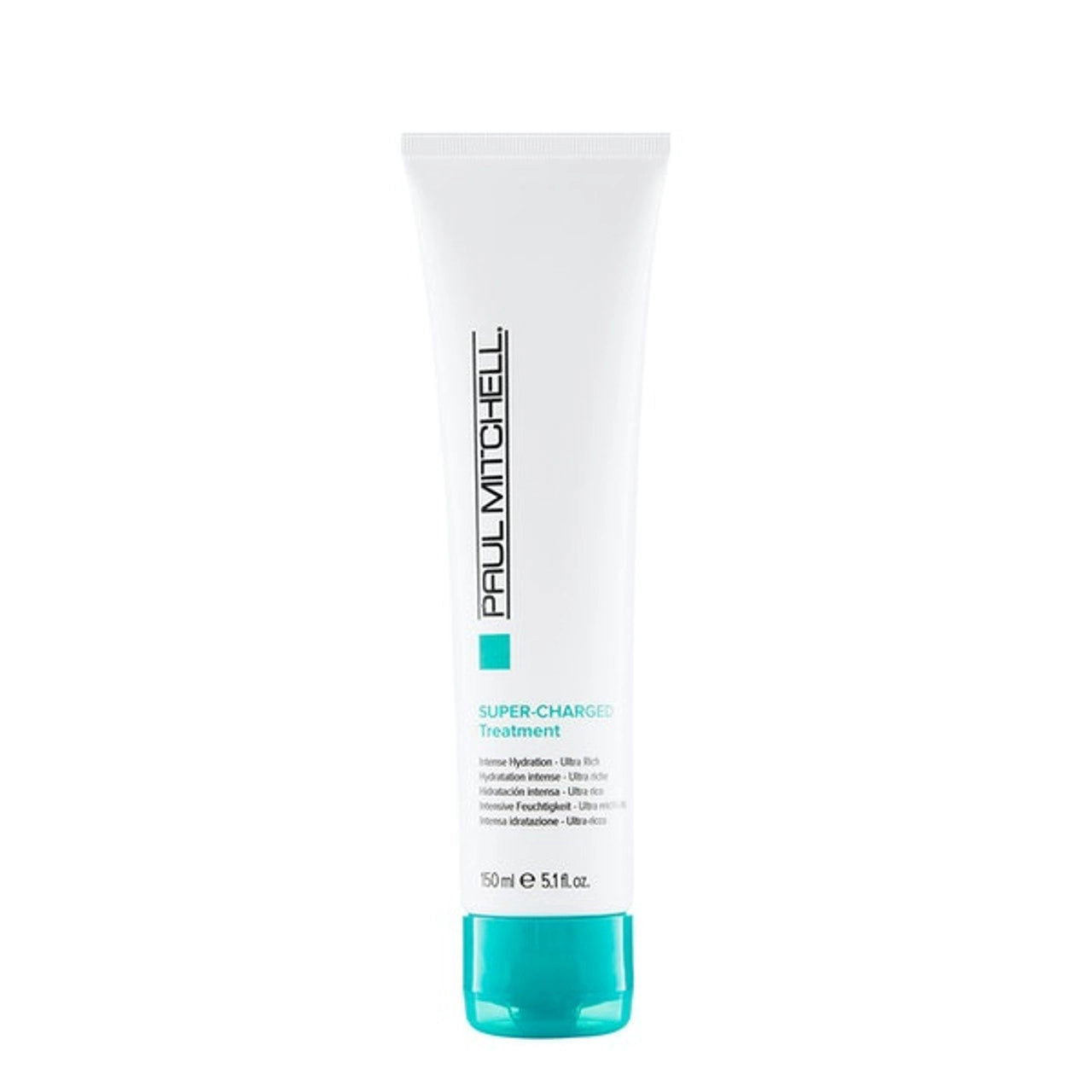 Hair treatment tube, white with teal cap; Paul Mitchell Super-Charged Treatment