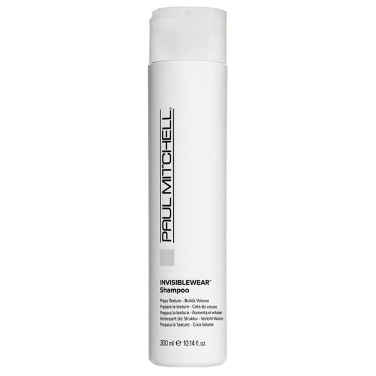 Paul Mitchell Invisiblewear shampoo bottle, white cylindrical 300 ml