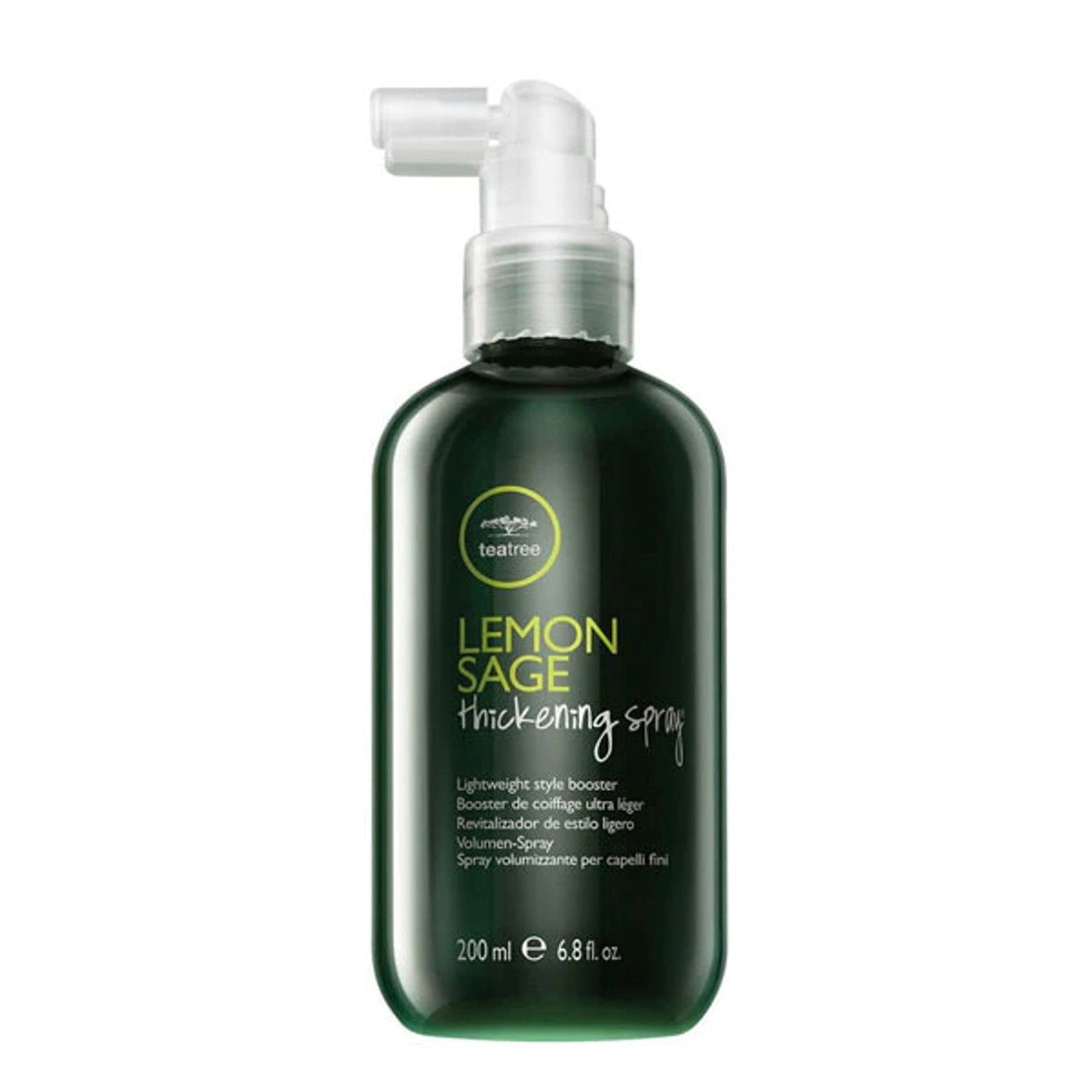 Paul Mitchell Lemon Sage thickening spray bottle, dark green with pump cap
