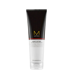 Heavy Hitter deep cleansing shampoo tube with black cap and Mitch logo, 250 ml