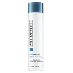 Paul Mitchell shampoo bottle, white with navy cap and label, 300 ml