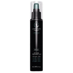 Black styling treatment oil bottle with teal pump top, 50 ml
