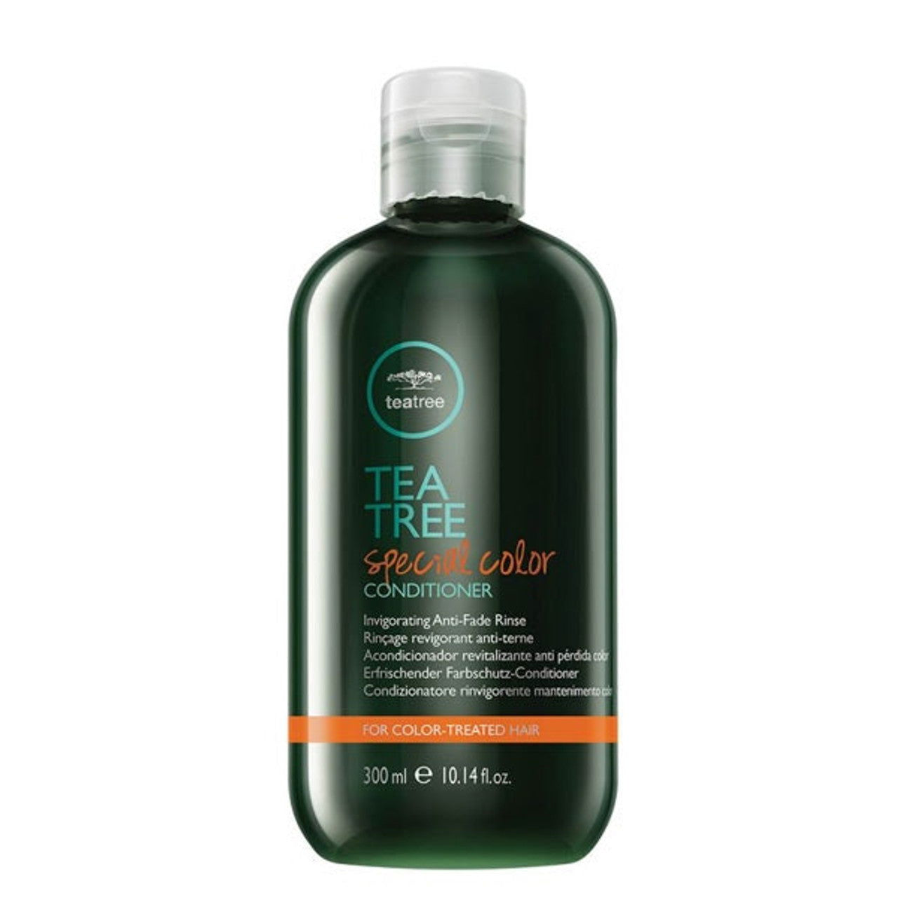Paul Mitchell Tea Tree Special Color Conditioner bottle, dark green with white cap
