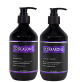 12 REASONS purple shampoo and conditioner bottles, 400 ml pump set
