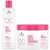 Schwarzkopf BC Bonacure Color Freeze pH 4.5 shampoo and treatment set, pink caps