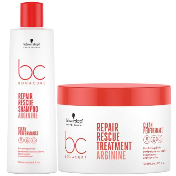 Schwarzkopf BC Bonacure Repair Rescue shampoo and treatment bundle, red cap