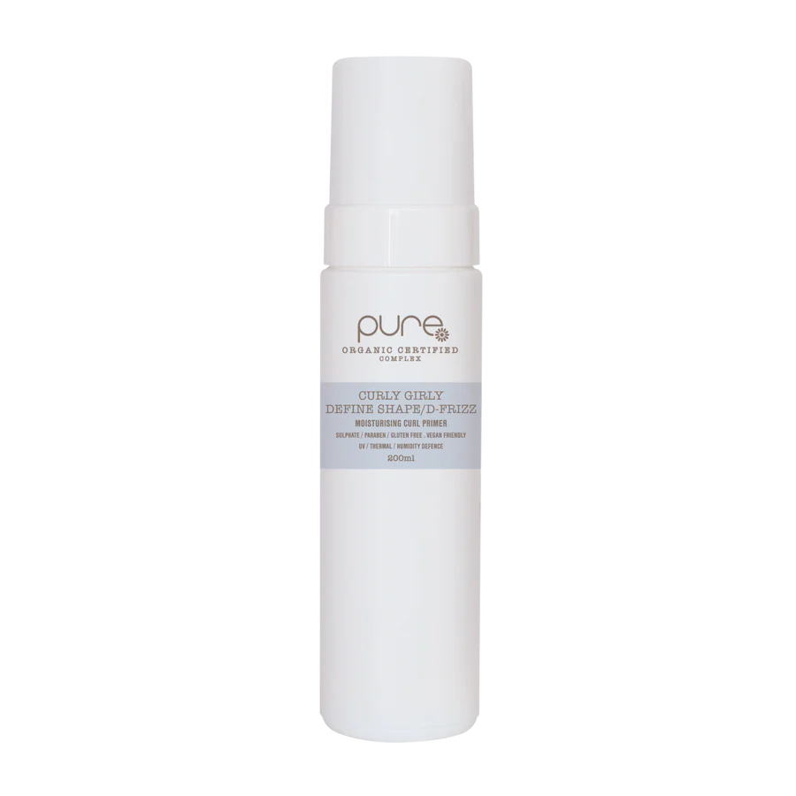 Curly hair styling foam bottle with pump, white, 200 ml