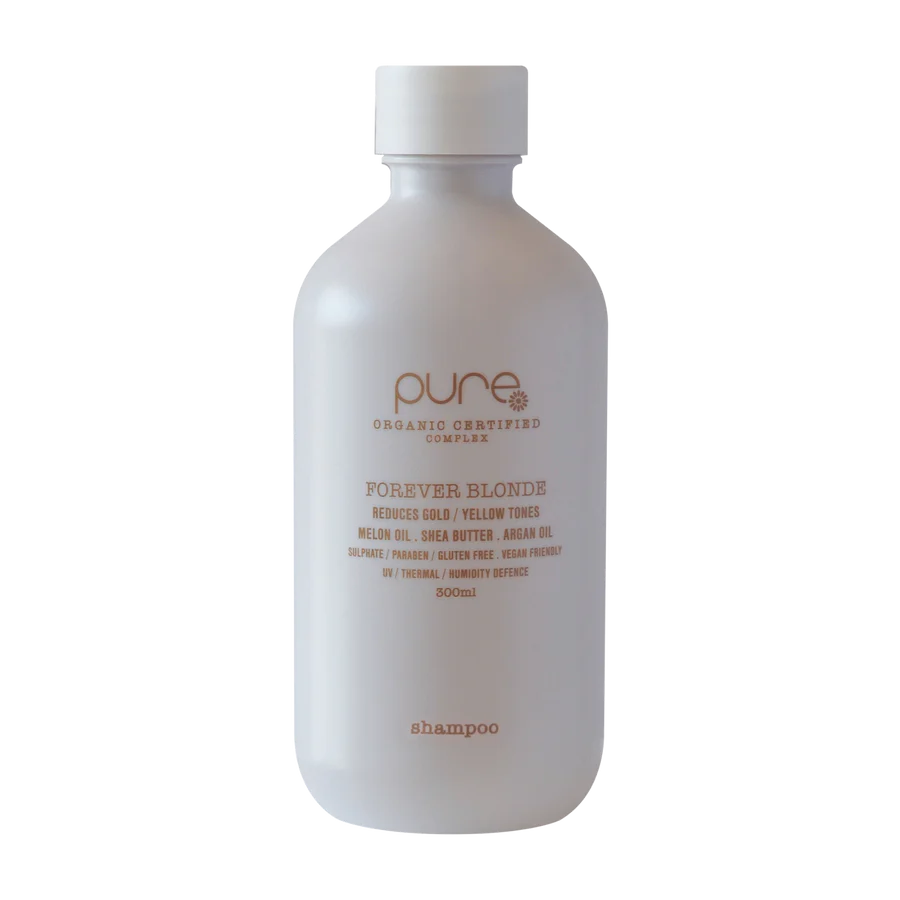 Forever Blonde shampoo bottle, 300 ml, white plastic with label