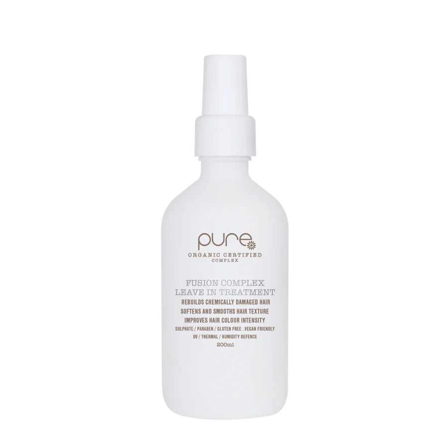 Pure leave-in treatment bottle, white plastic with cap, 200 ml