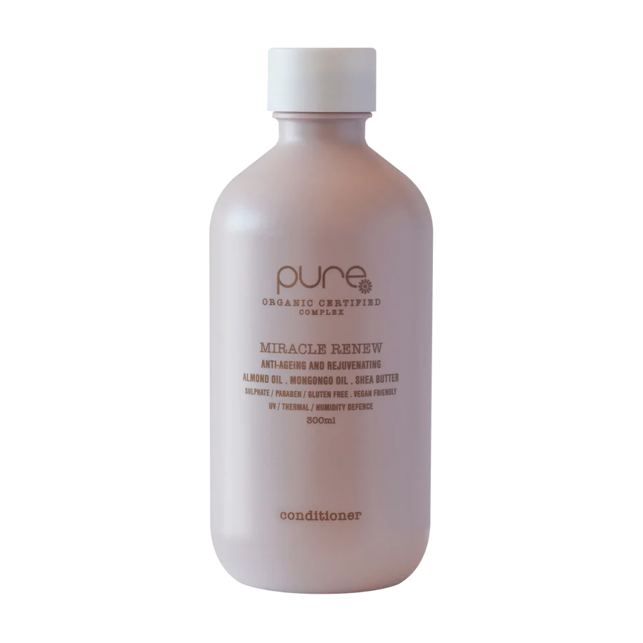 Conditioner bottle with white cap, Pure Miracle Renew 300 ml label