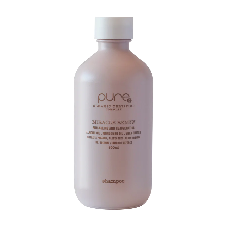 Shampoo bottle with white body and Miracle Renew label, 300 ml size