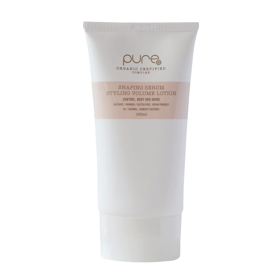 Shaping serum tube, white plastic with ribbed cap and Pure Organic label