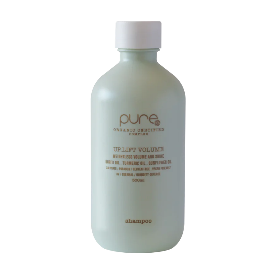 Shampoo bottle with white cap, label reads Uplift Volume, 300 ml
