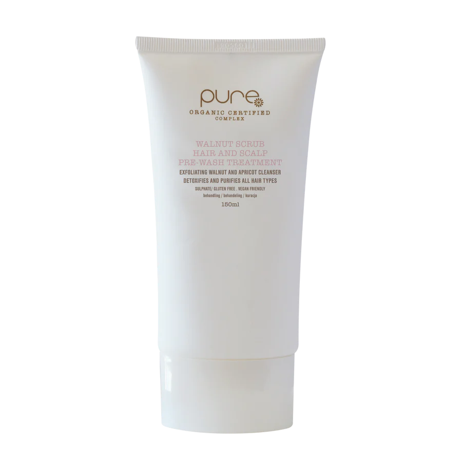 Walnut hair and scalp scrub in white squeeze tube, 150 ml