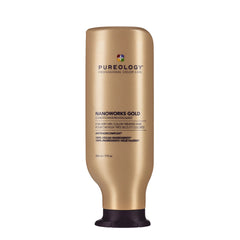Pureology Nanoworks Gold conditioner bottle, gold with black cap