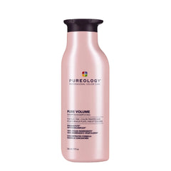 Pureology Pure Volume shampoo bottle, pink with black cap